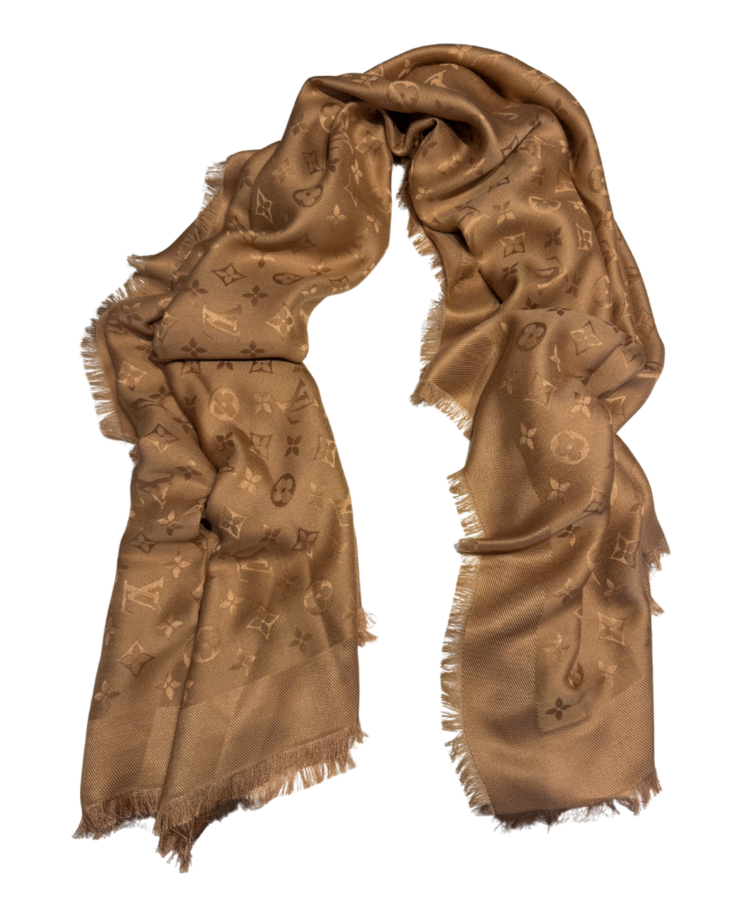 Louis Vuitton Monogram – Stola in seta e lana color camel