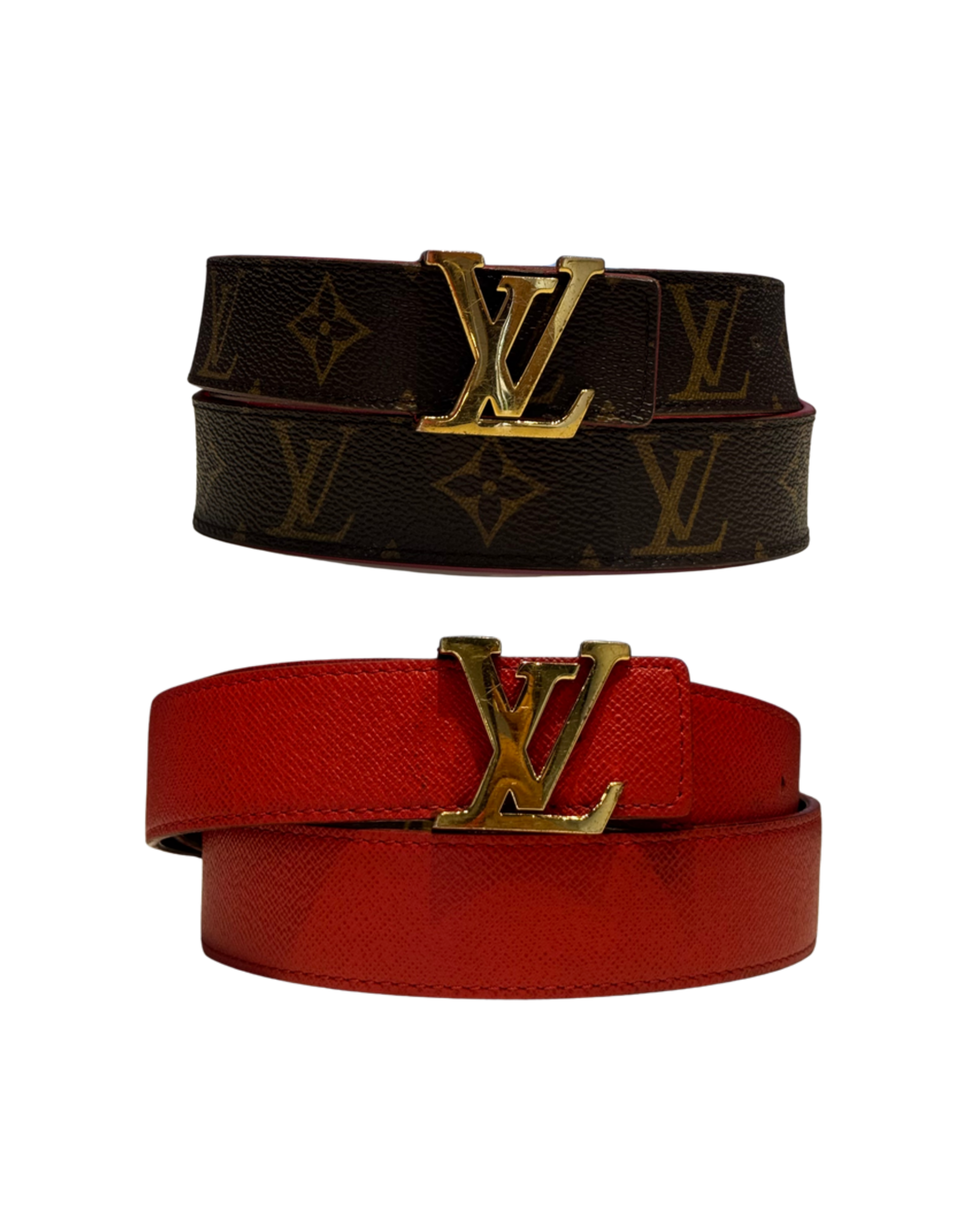 Cintura Louis Vuitton reversibile con fibbia LV dorata